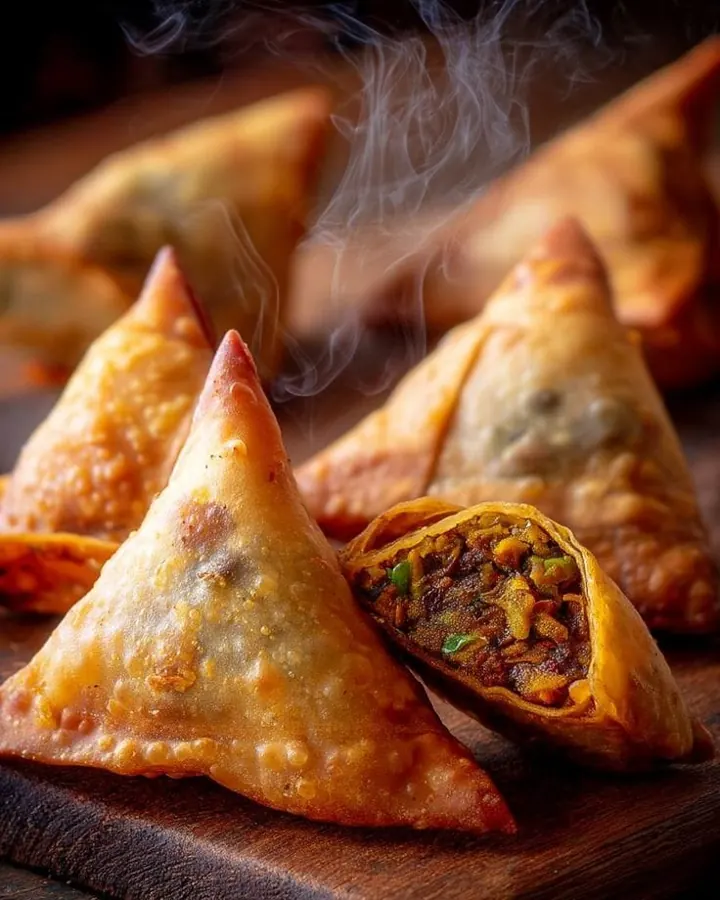 Golden samosas with a savoury filling